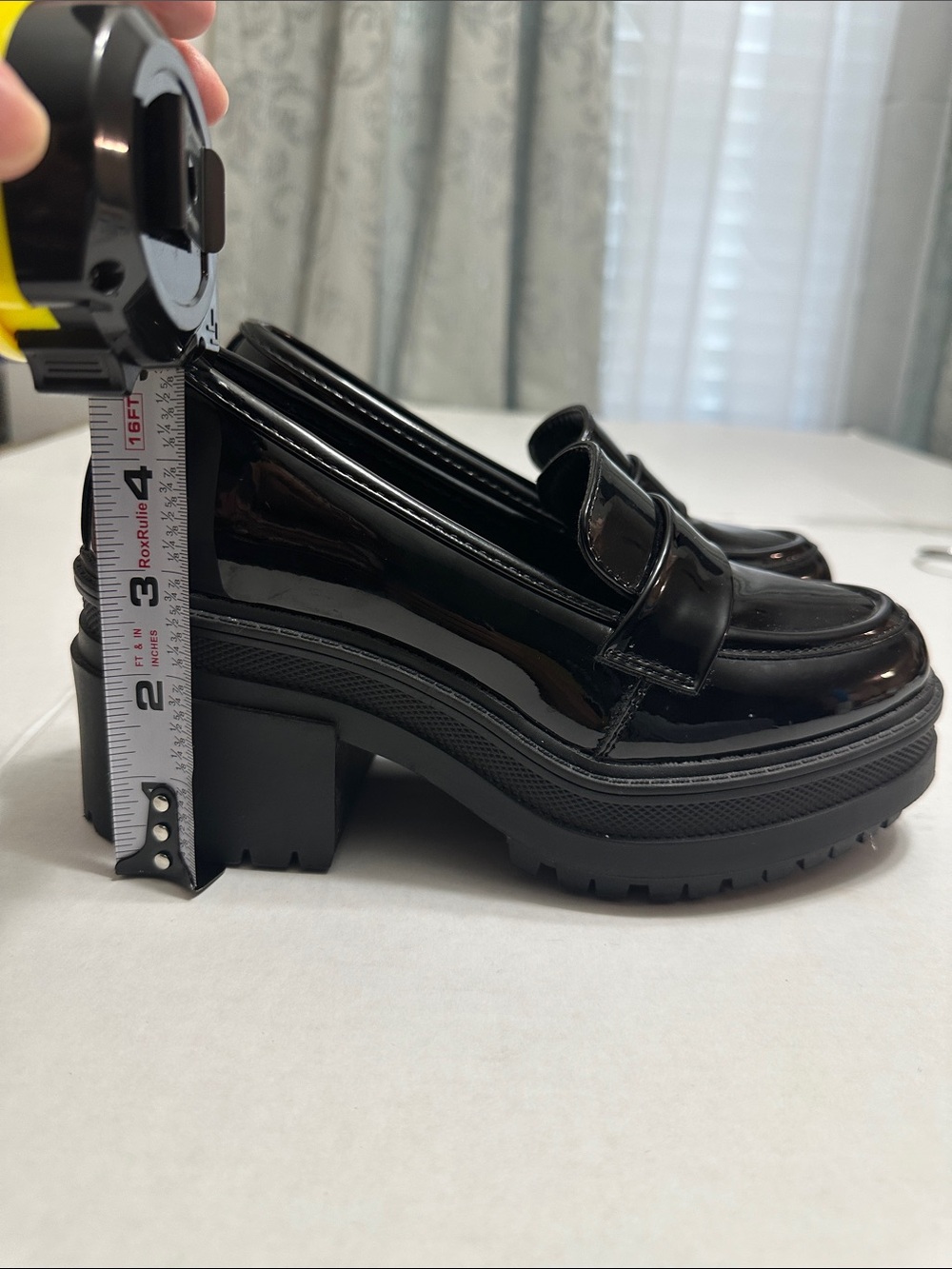 ASOS Design Black Chunky Platform Loafer Heels Y2K Academia Preppy Size 5 - Picture 10 of 12